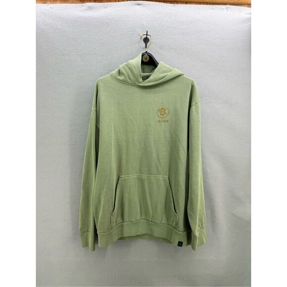 Cloak Mens Green Cotton Blend Fleece Pullover Hoodie Sweatshirt Size Large - Picture 2 of 9